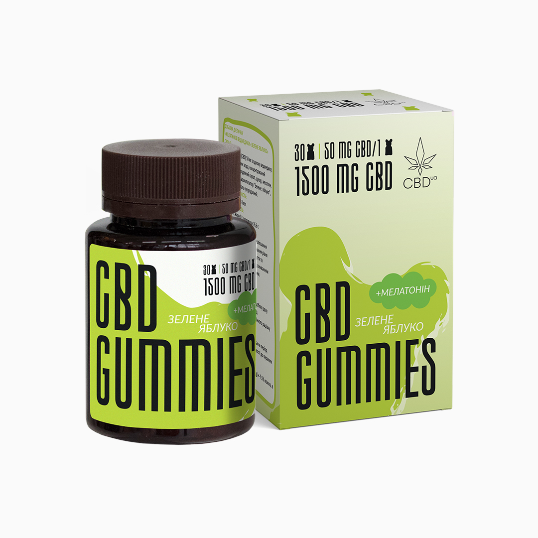 CBD ведмедики + мелатонін “Зелене яблуко”